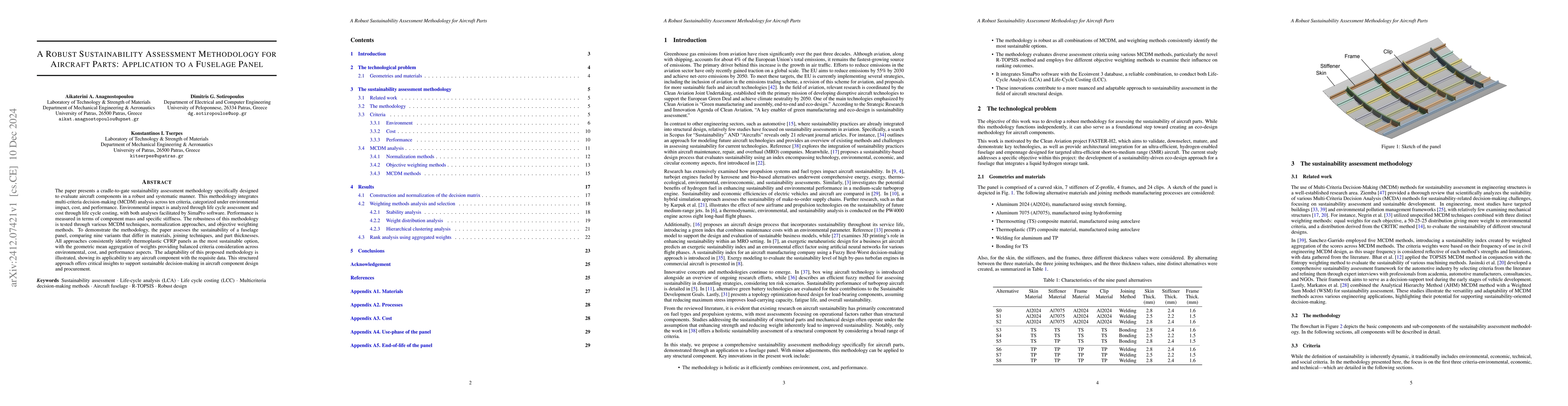 Thumbnail for A Robust Sustainability Assessment Methodology for Aircraft Parts:
  Application to a Fuselage Panel