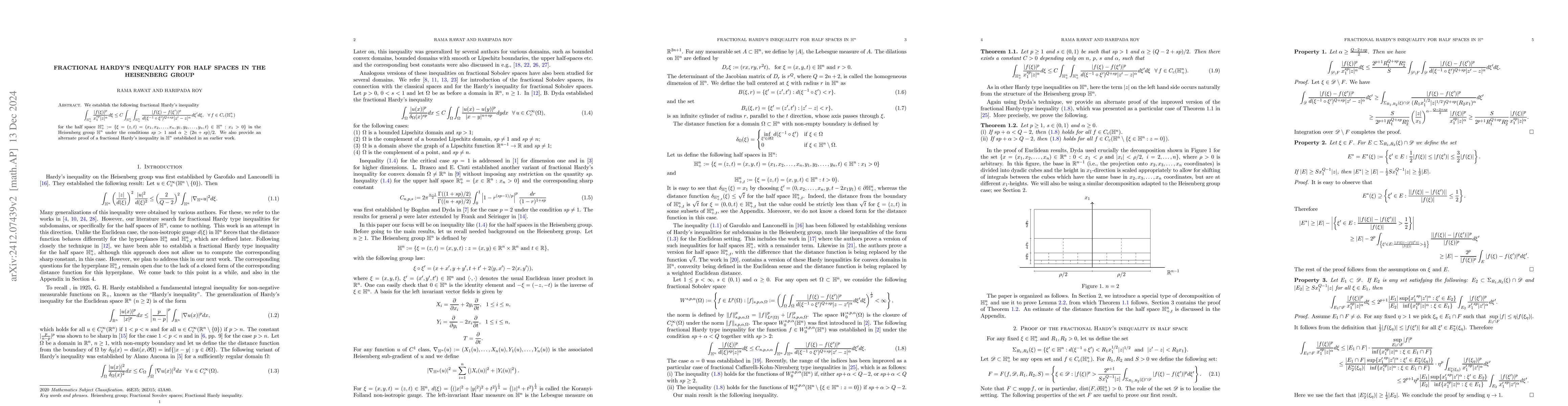 Thumbnail for Fractional Hardy's inequality for half spaces in the Heisenberg group