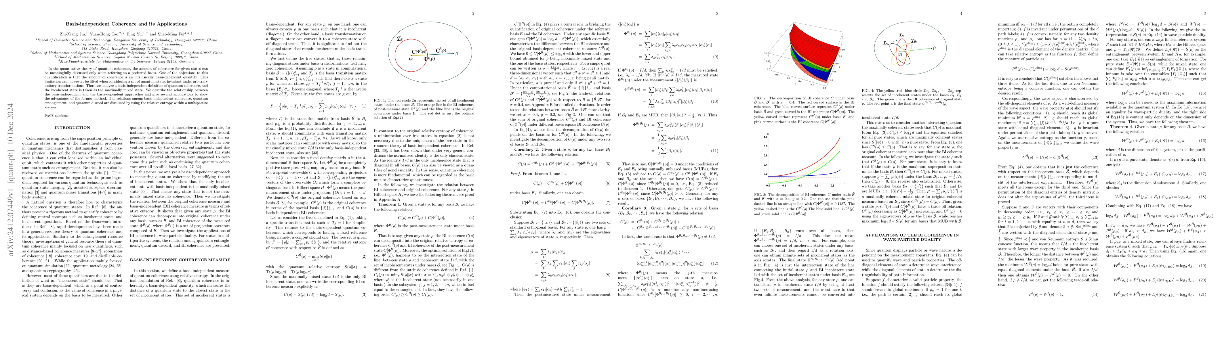 Thumbnail for Basis-independent Coherence and its Applications