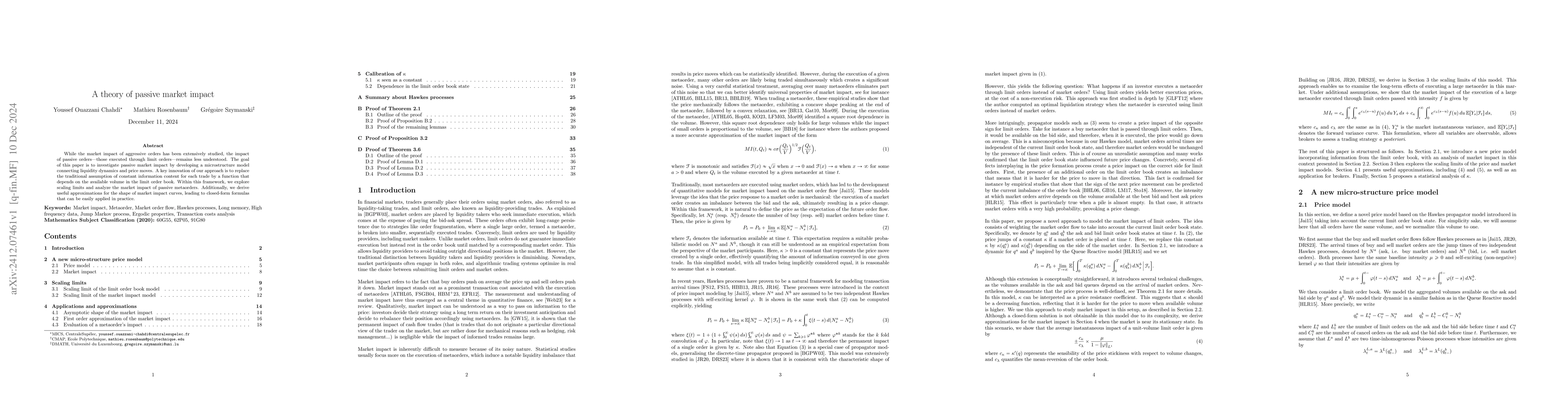 Thumbnail for A theory of passive market impact