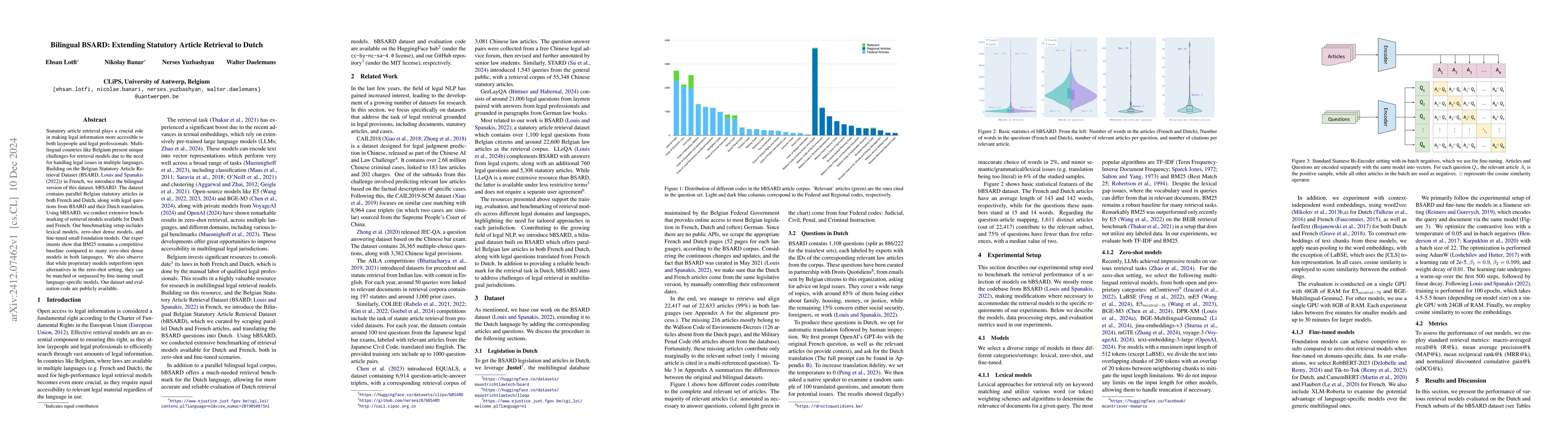 Thumbnail for Bilingual BSARD: Extending Statutory Article Retrieval to Dutch