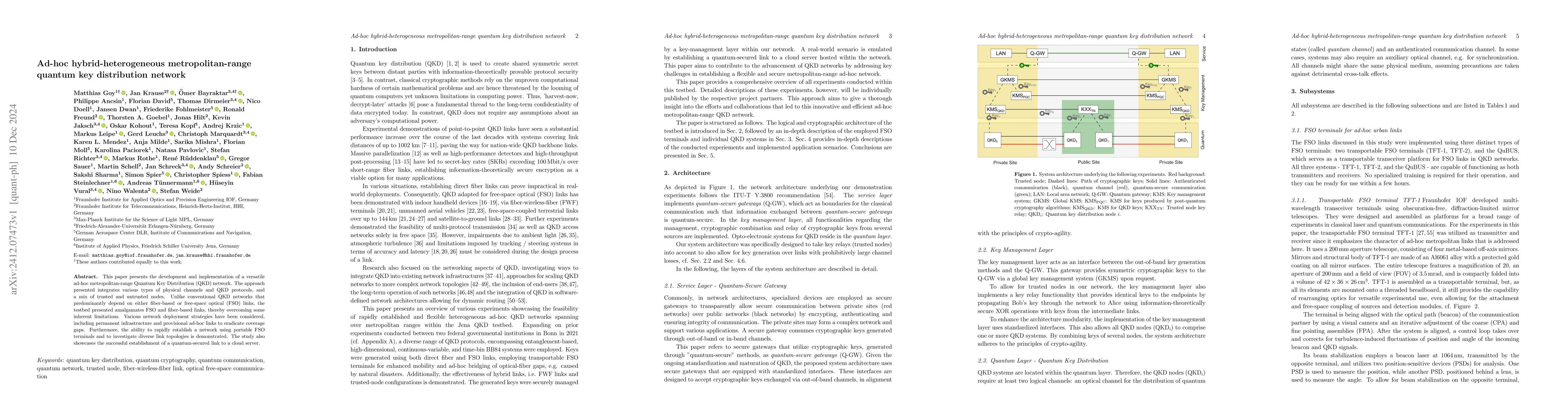 Thumbnail for Ad-hoc hybrid-heterogeneous metropolitan-range quantum key distribution
  network