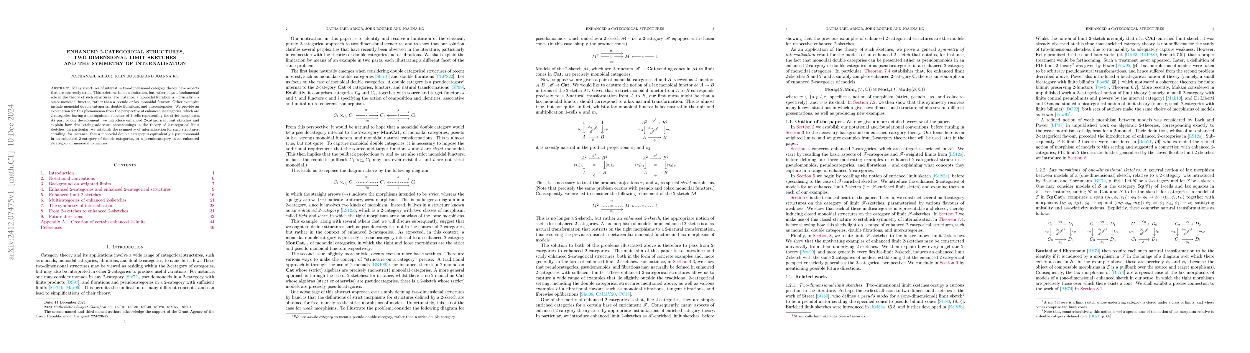 Thumbnail for Enhanced 2-categorical structures, two-dimensional limit sketches and
  the symmetry of internalisation