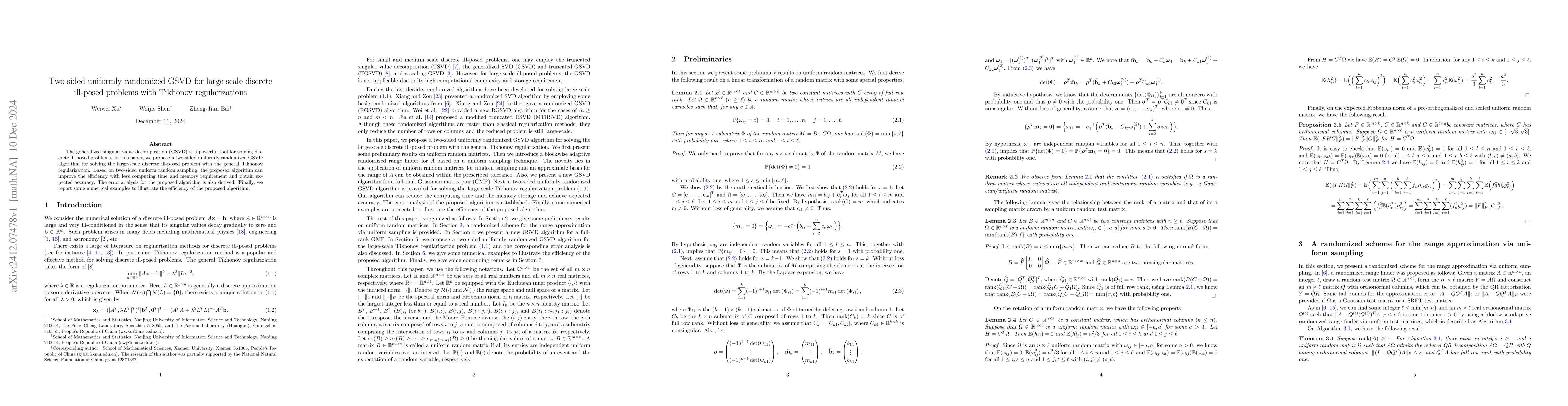 Thumbnail for Two-sided uniformly randomized GSVD for large-scale discrete ill-posed
  problems with Tikhonov regularizations