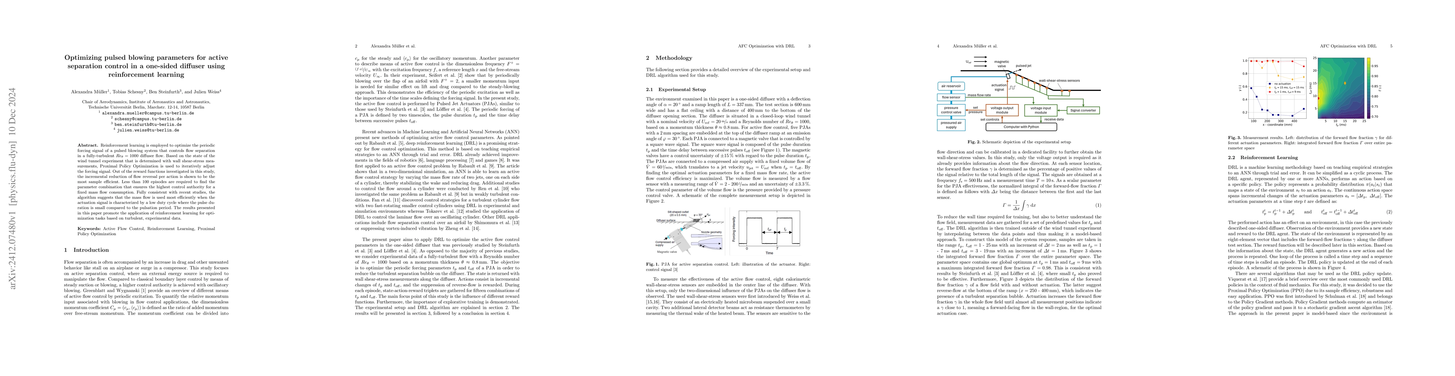 Thumbnail for Optimizing pulsed blowing parameters for active separation control in a
  one-sided diffuser using reinforcement learning