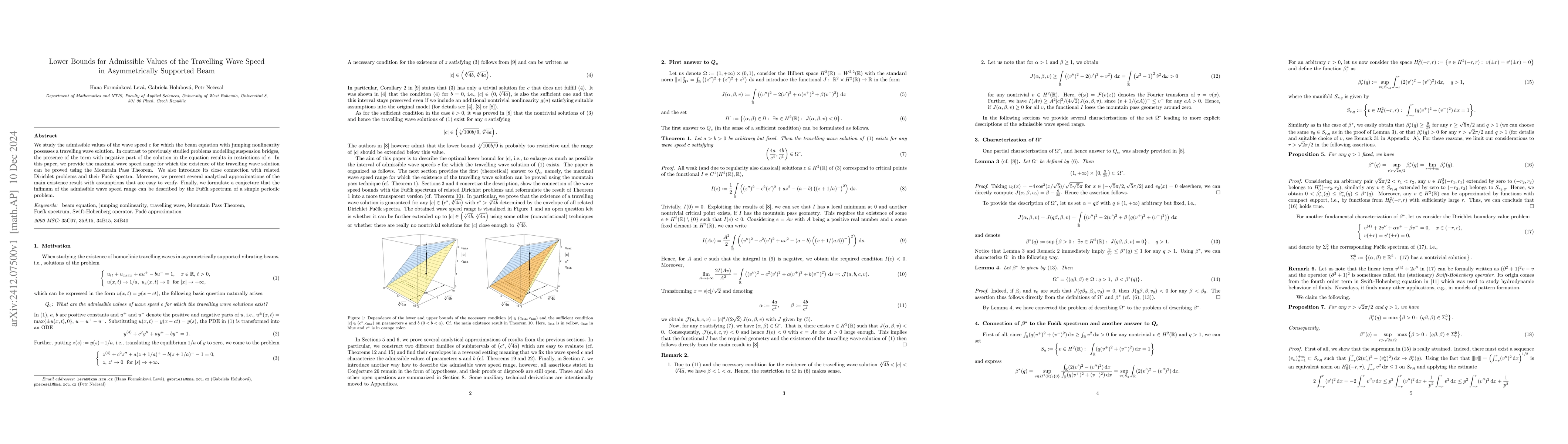 Thumbnail for Lower Bounds for Admissible Values of the Travelling Wave Speed in
  Asymmetrically Supported Beam