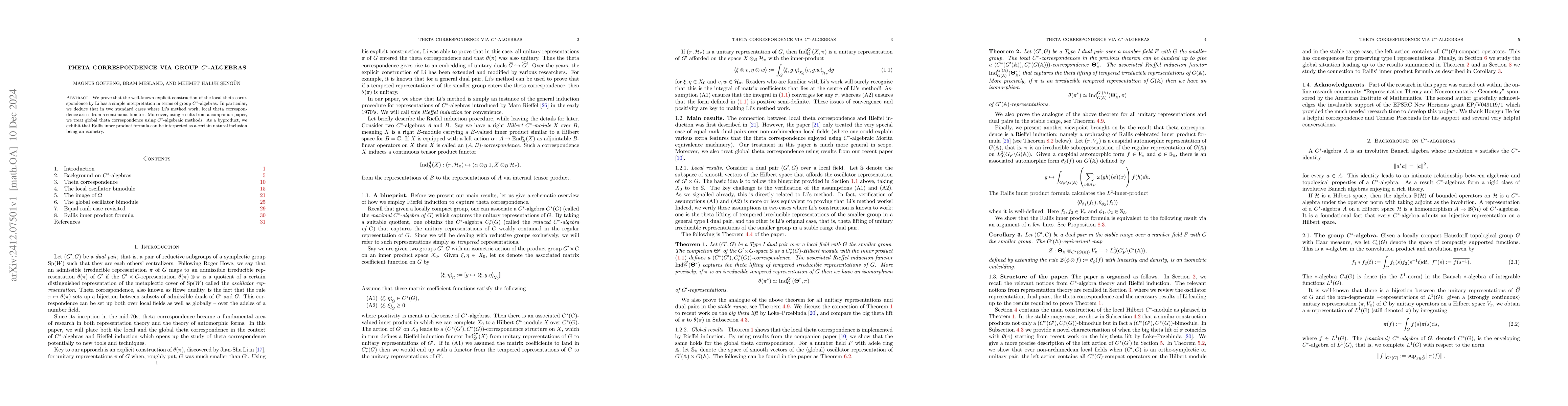 Thumbnail for Theta correspondence via group C*-algebras
