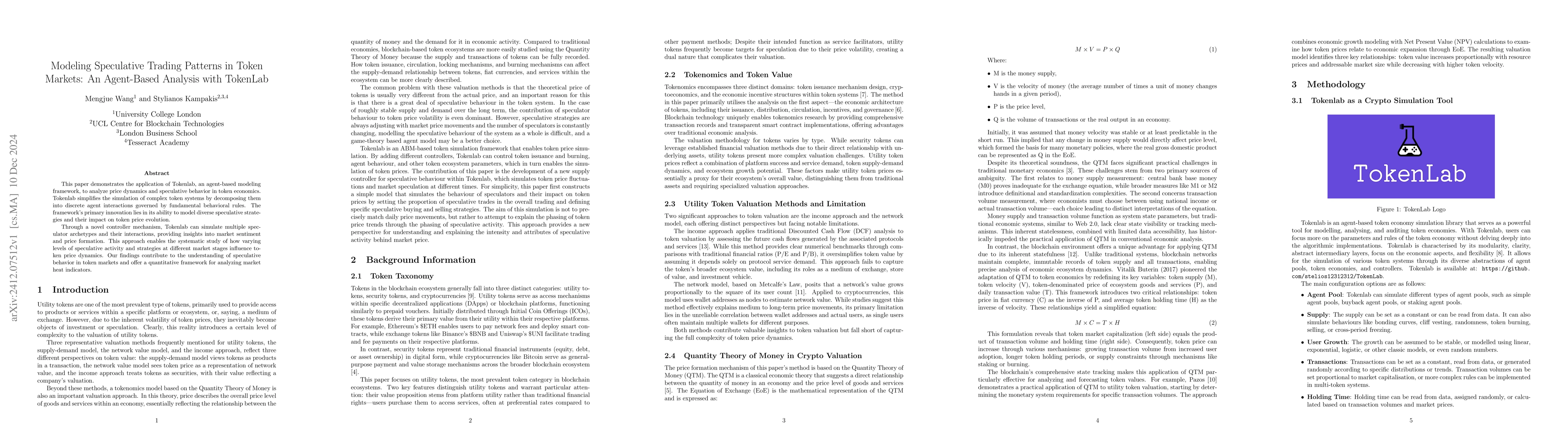 Thumbnail for Modeling Speculative Trading Patterns in Token Markets: An Agent-Based
  Analysis with TokenLab