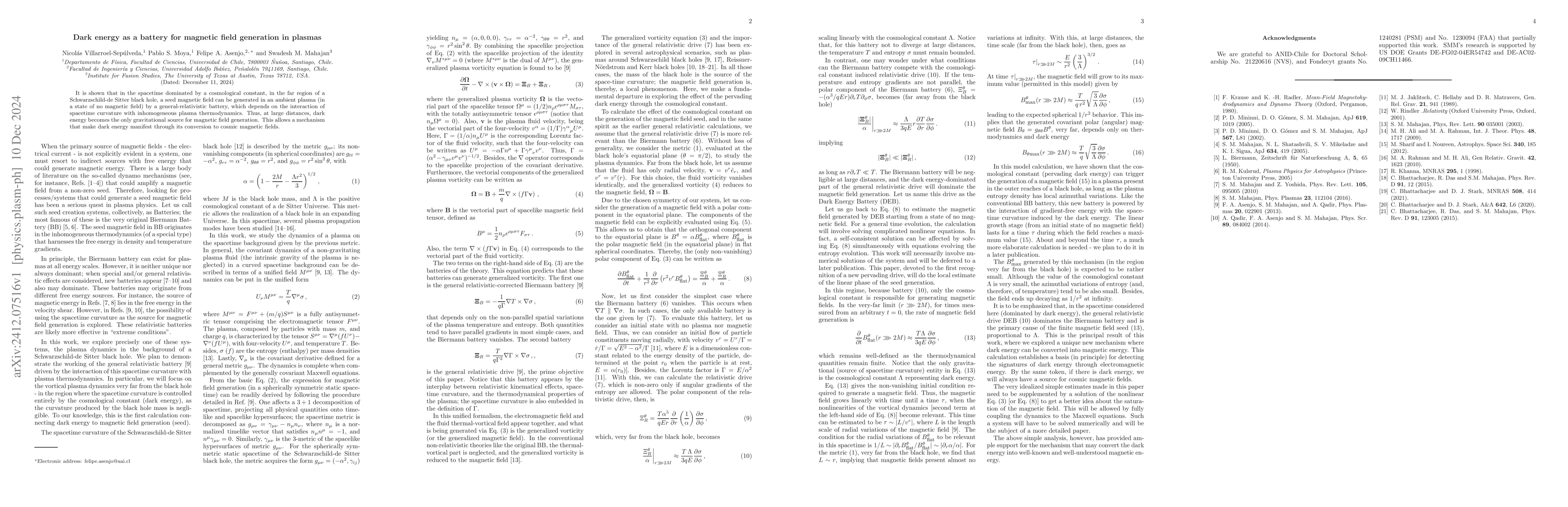 Thumbnail for Dark energy as a battery for magnetic field generation in plasmas