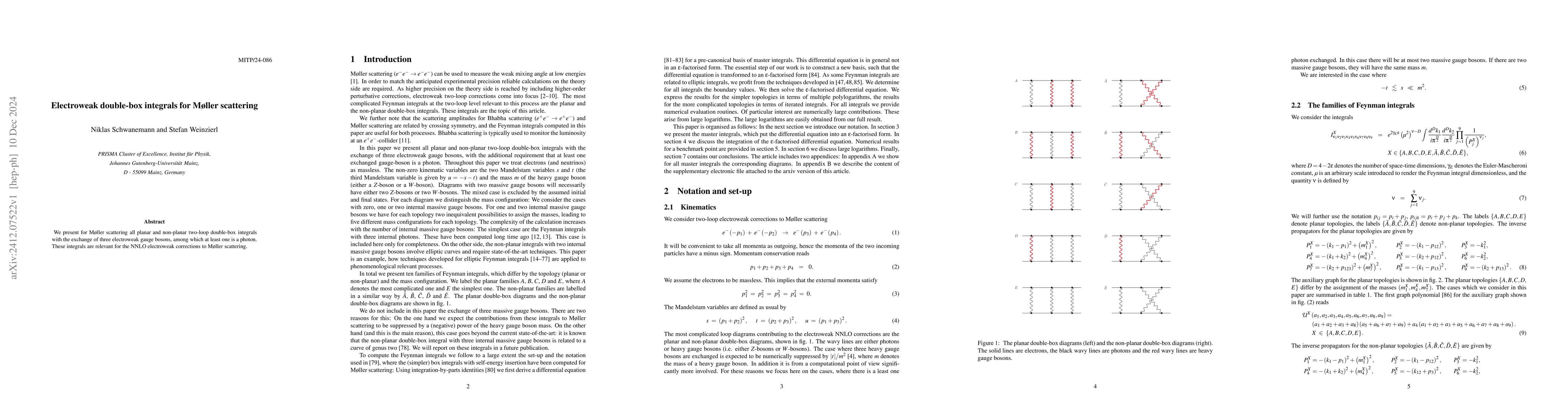 Thumbnail for Electroweak double-box integrals for Moller scattering