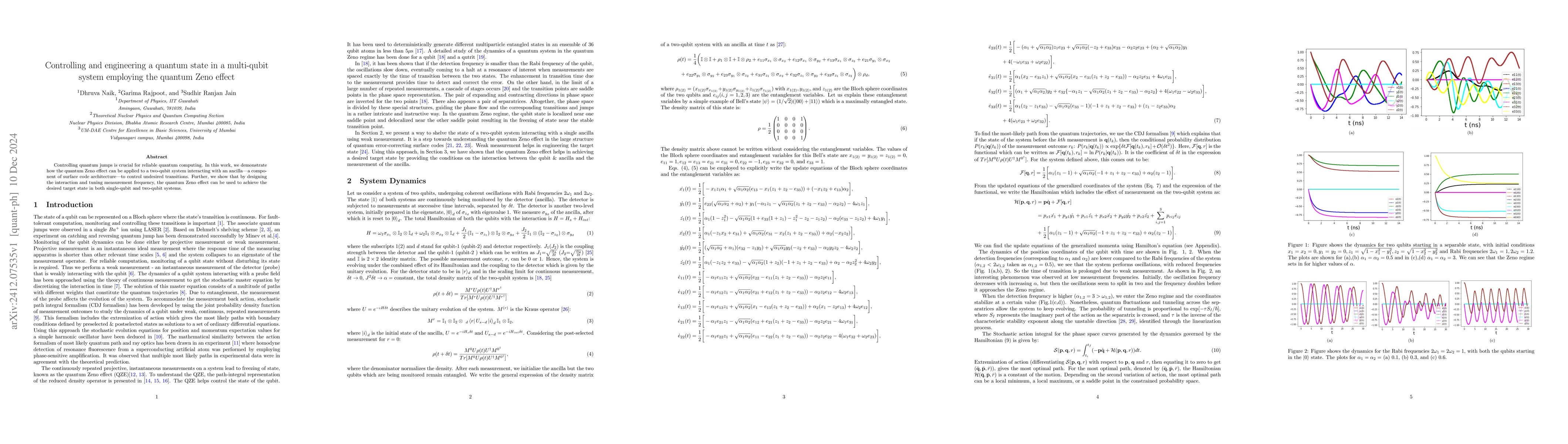 Thumbnail for Controlling and engineering a quantum state in a multi-qubit system
  employing the quantum Zeno effect