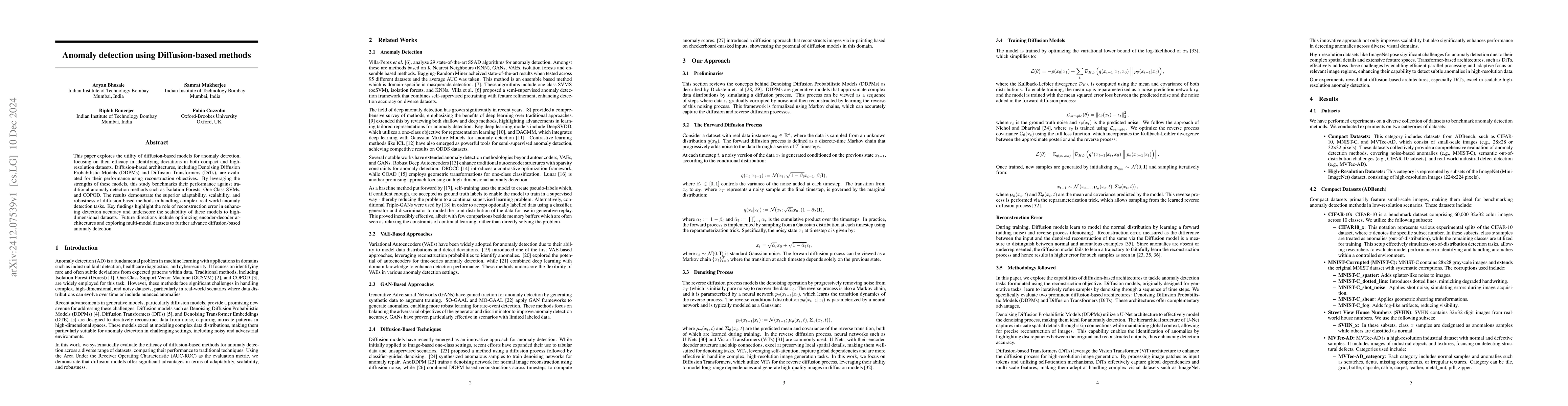 Thumbnail for Anomaly detection using Diffusion-based methods