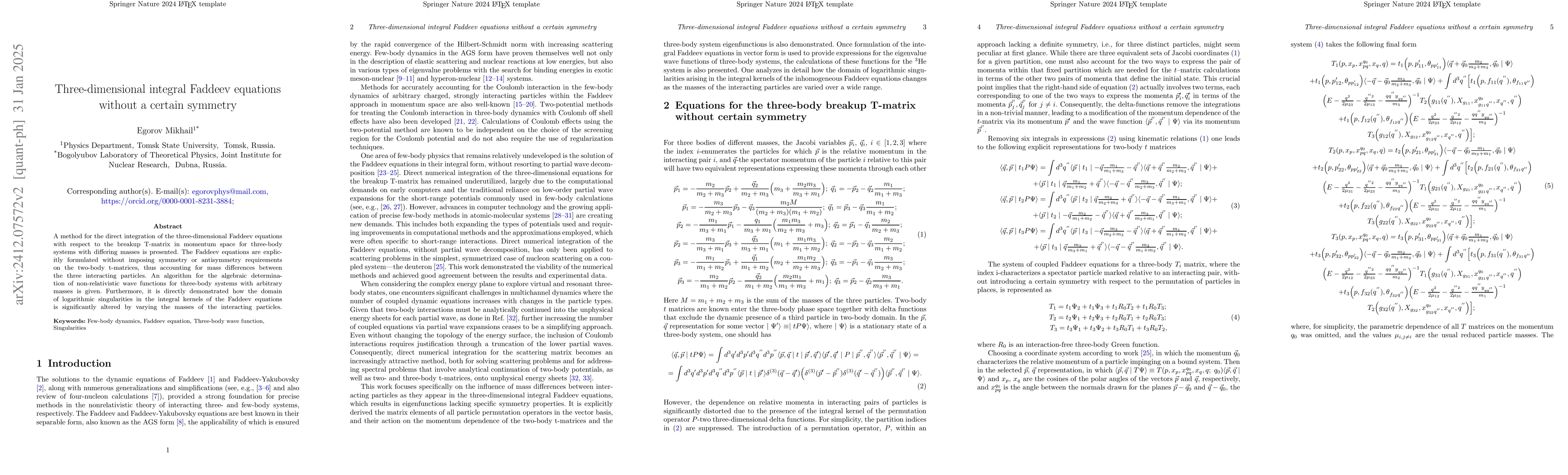Thumbnail for Three-dimensional integral Faddeev equations without a certain symmetry