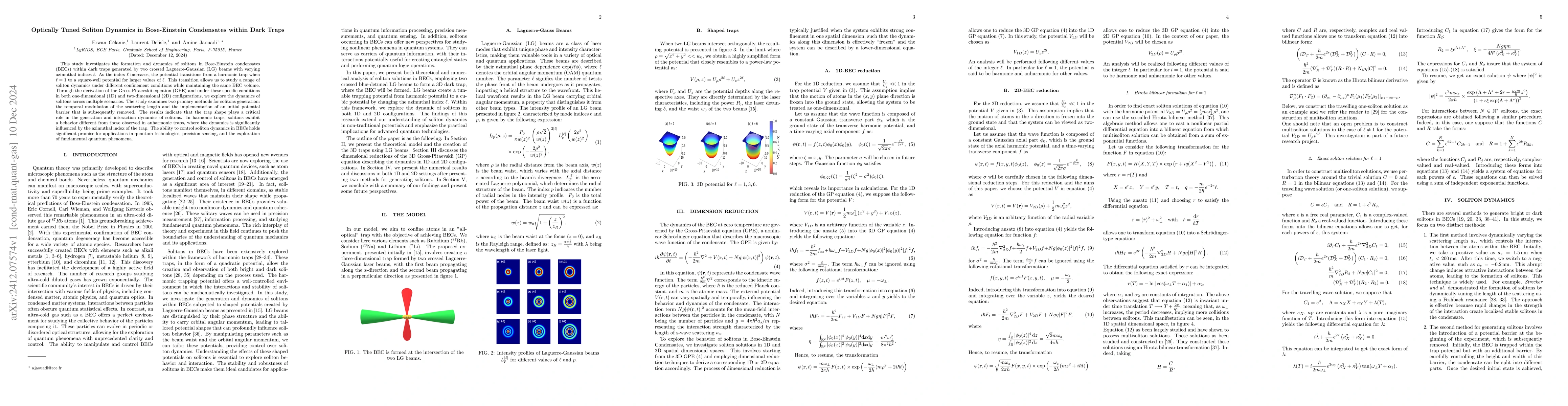 Thumbnail for Optically tuned soliton dynamics in Bose-Einstein condensates within
  dark traps