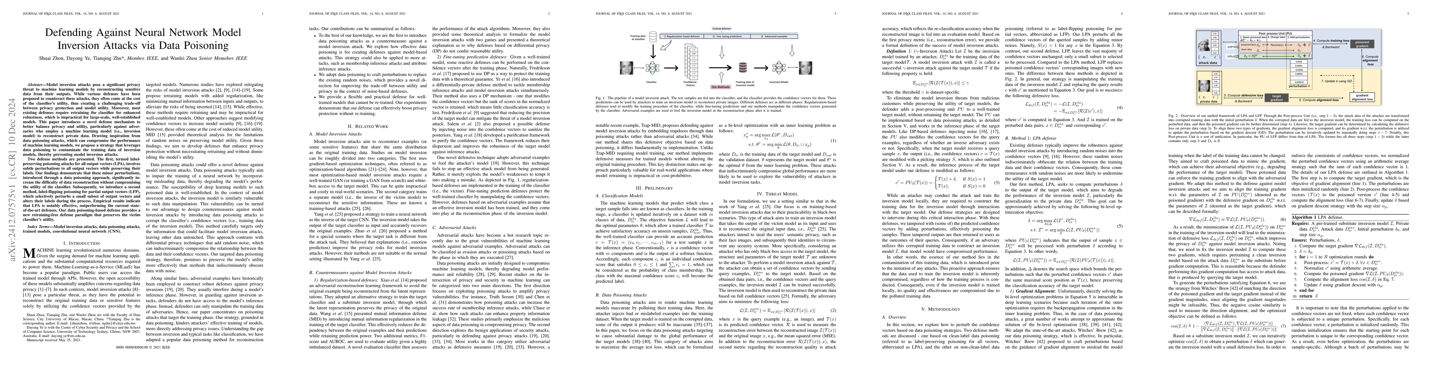 Thumbnail for Defending Against Neural Network Model Inversion Attacks via Data
  Poisoning