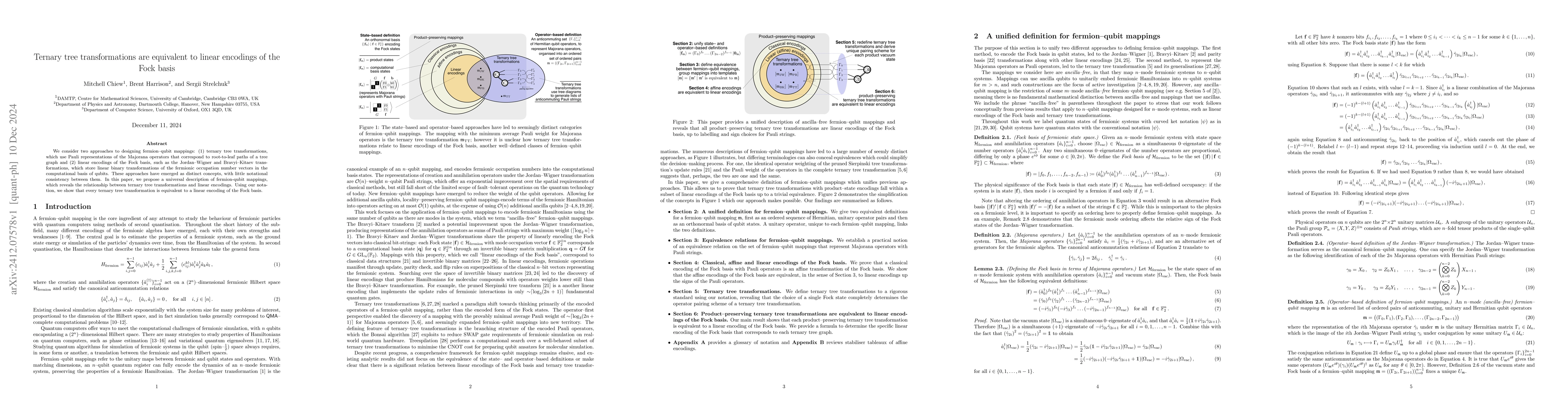 Thumbnail for Ternary tree transformations are equivalent to linear encodings of the
  Fock basis