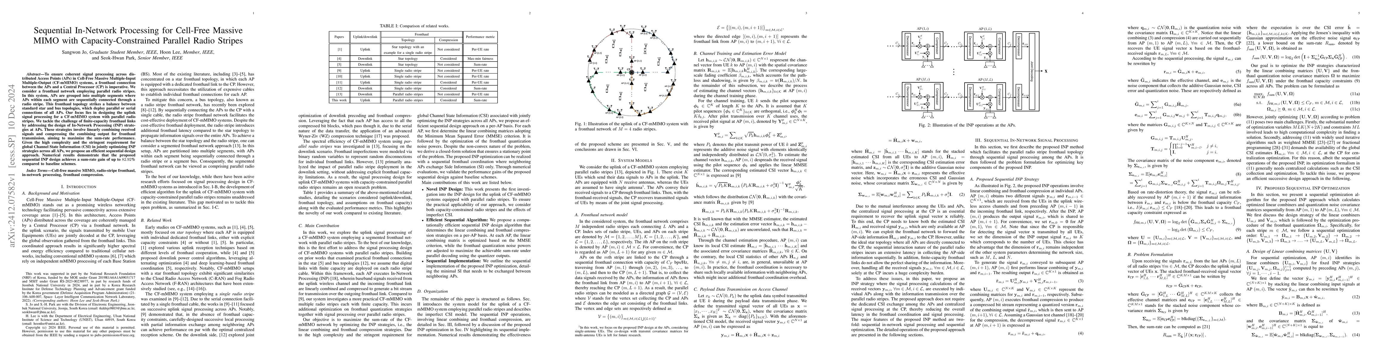 Thumbnail for Sequential In-Network Processing for Cell-Free Massive MIMO with
  Capacity-Constrained Parallel Radio Stripes