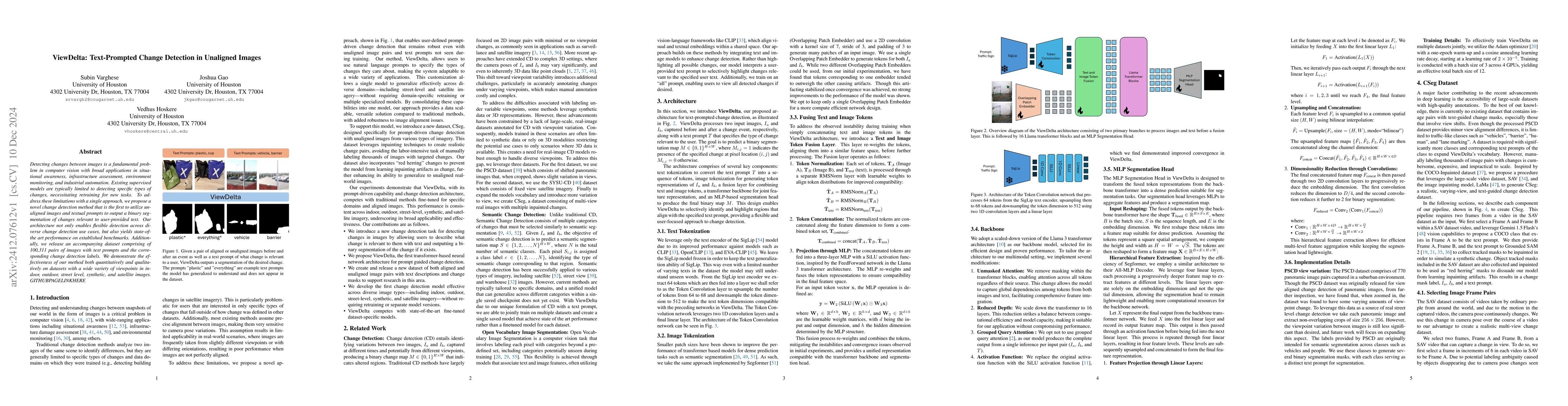 Thumbnail for ViewDelta: Text-Prompted Change Detection in Unaligned Images