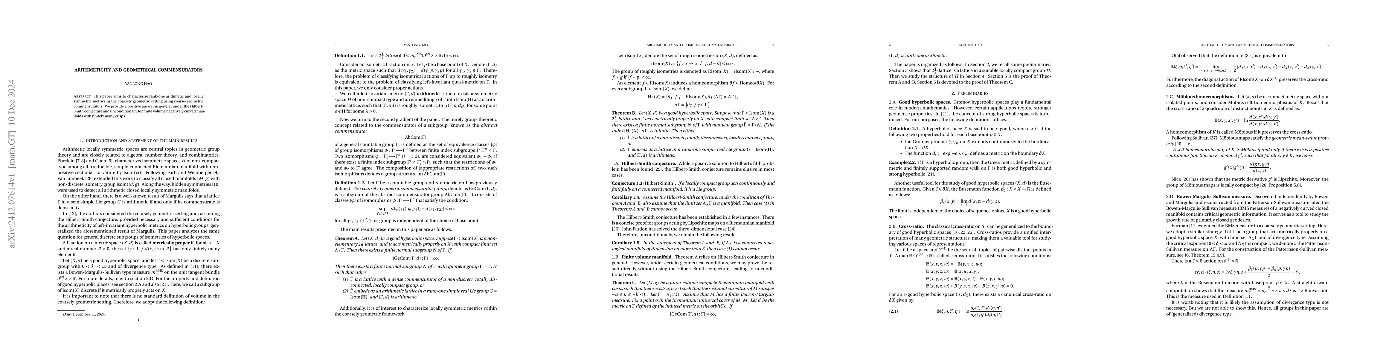Thumbnail for Arithmeticity and geometrical commensurators