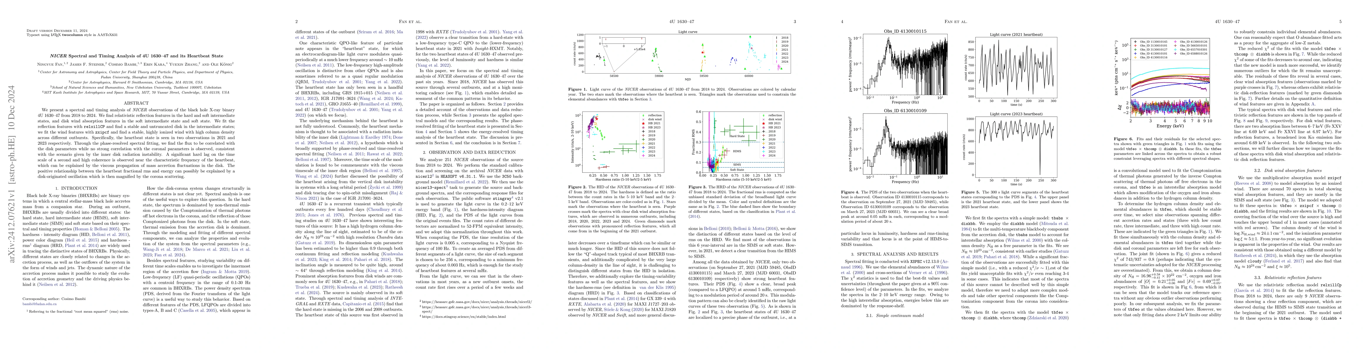 Thumbnail for NICER Spectral and Timing Analysis of 4U 1630$-$47 and its Heartbeat
  State