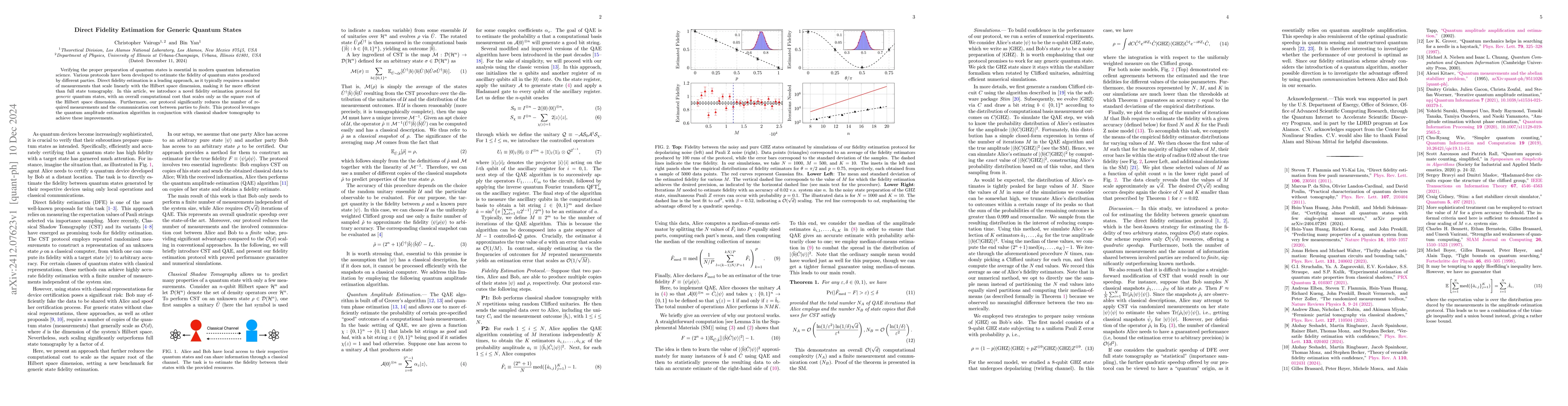 Thumbnail for Direct Fidelity Estimation for Generic Quantum States