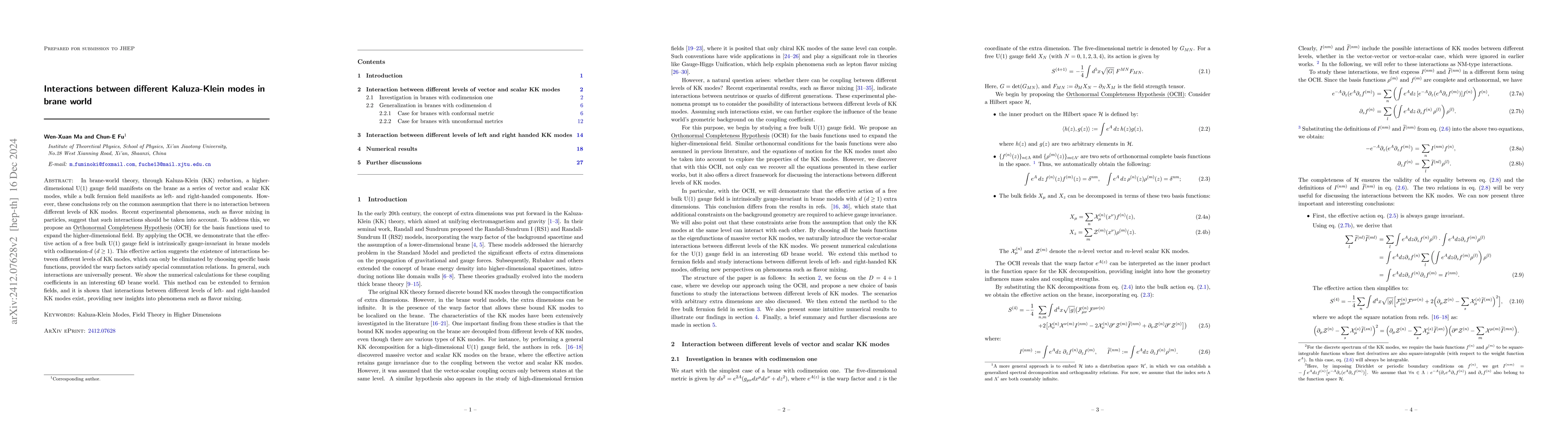 Thumbnail for Interactions between different Kaluza-Klein modes in brane world
