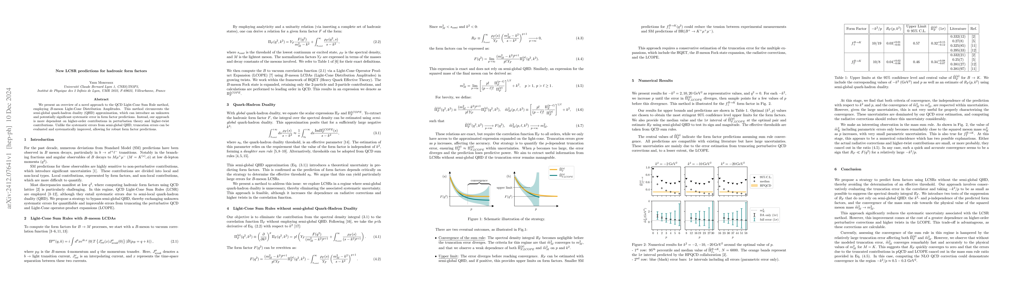 Thumbnail for New LCSR predictions for hadronic form factors