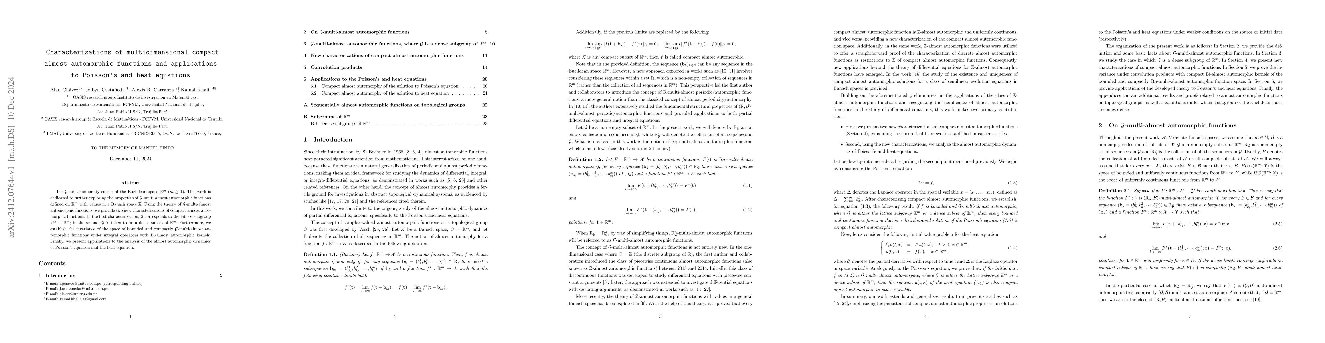Thumbnail for Characterizations of multidimensional compact almost automorphic
  functions and applications to Poissons and heat equations