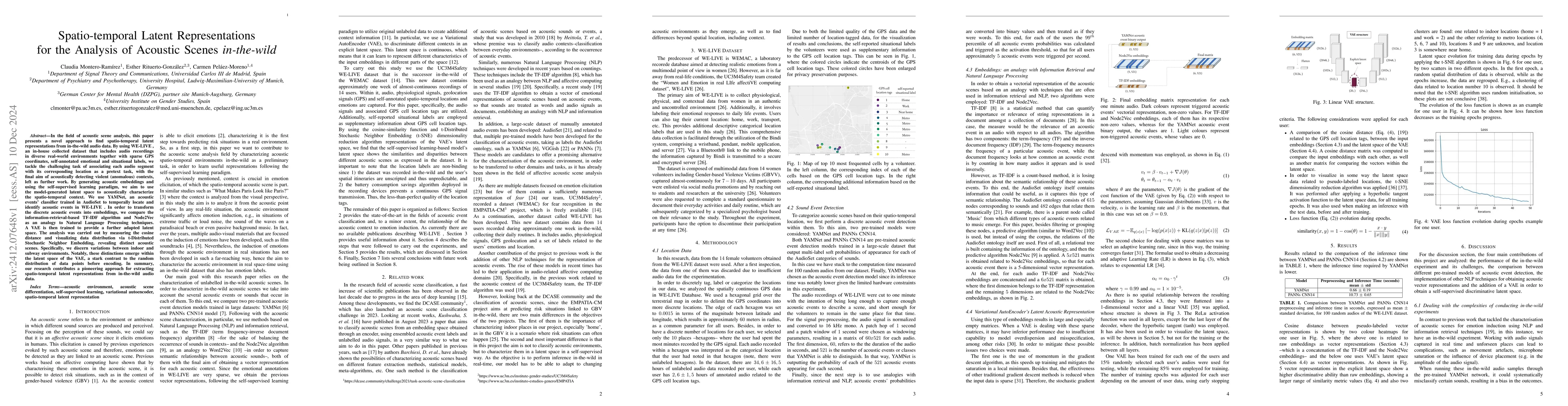 Thumbnail for Spatio-temporal Latent Representations for the Analysis of Acoustic
  Scenes in-the-wild