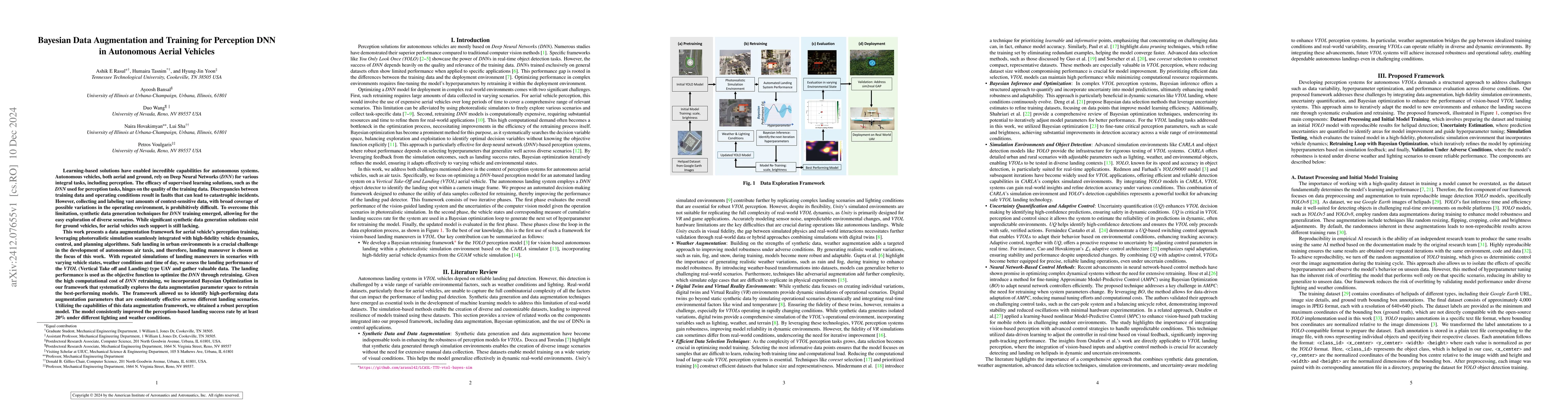 Thumbnail for Bayesian Data Augmentation and Training for Perception DNN in Autonomous
  Aerial Vehicles