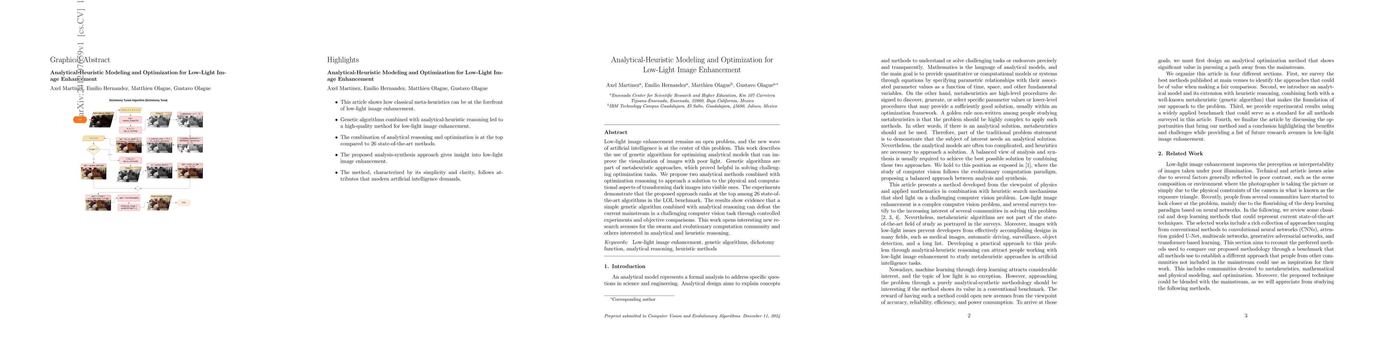 Thumbnail for Analytical-Heuristic Modeling and Optimization for Low-Light Image
  Enhancement