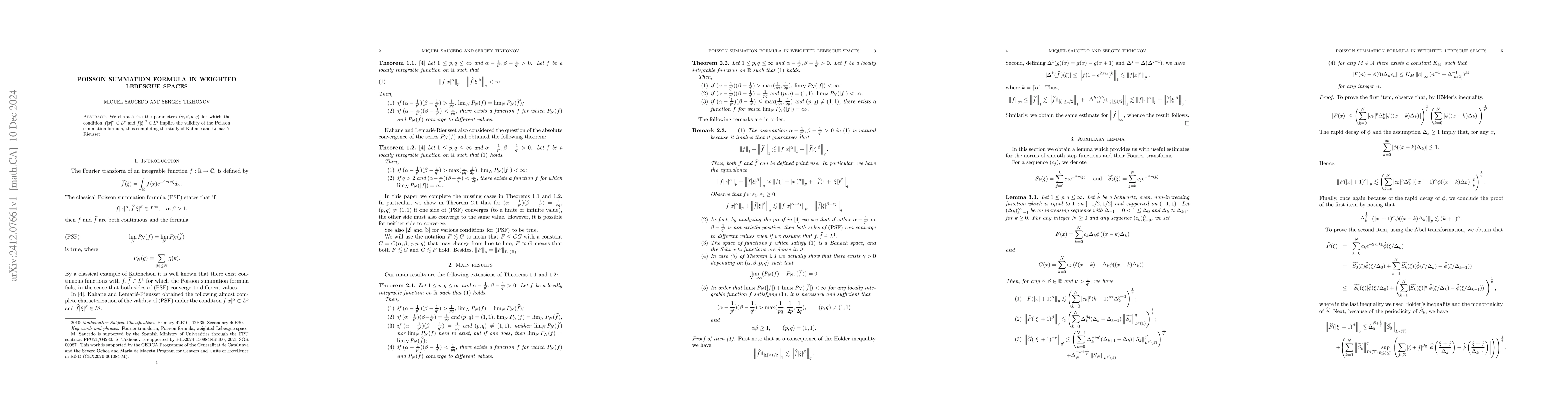 Thumbnail for Poisson summation formula in weighted Lebesgue spaces