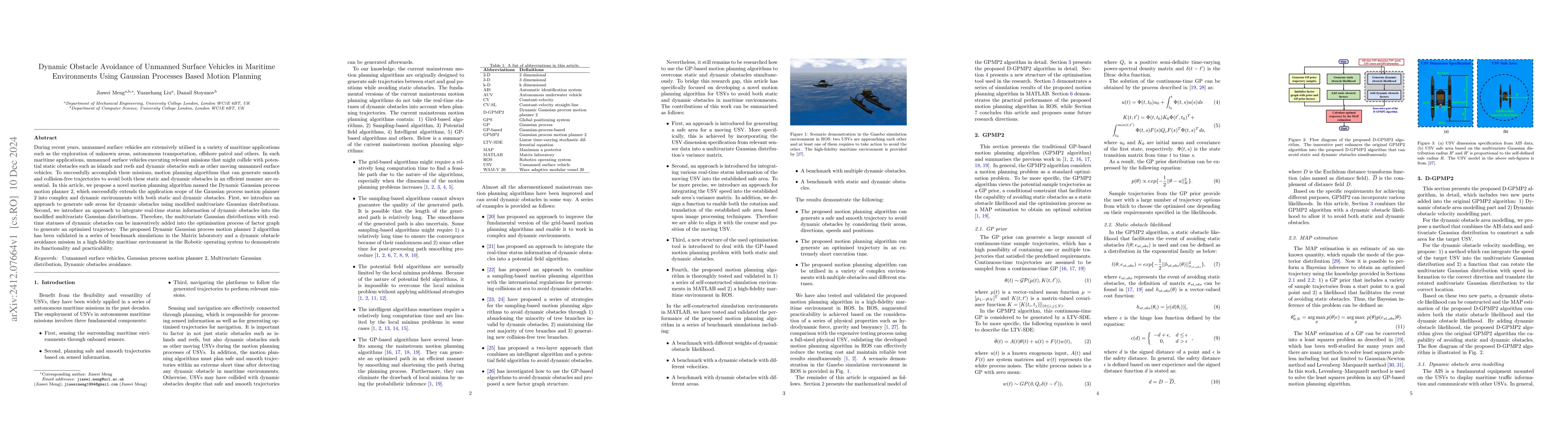Thumbnail for Dynamic Obstacle Avoidance of Unmanned Surface Vehicles in Maritime
  Environments Using Gaussian Processes Based Motion Planning