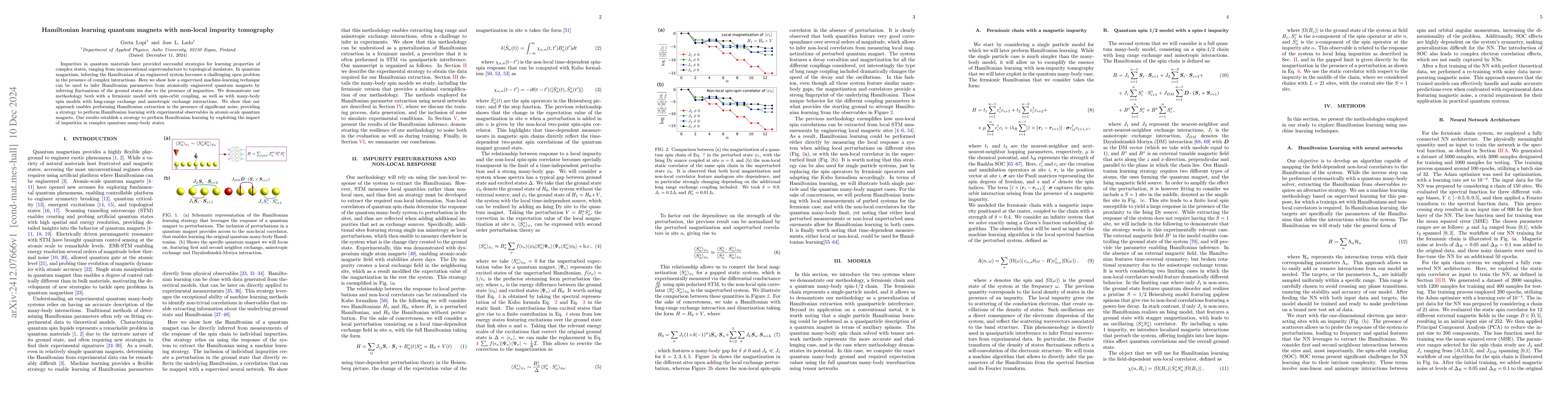 Thumbnail for Hamiltonian learning quantum magnets with non-local impurity tomography