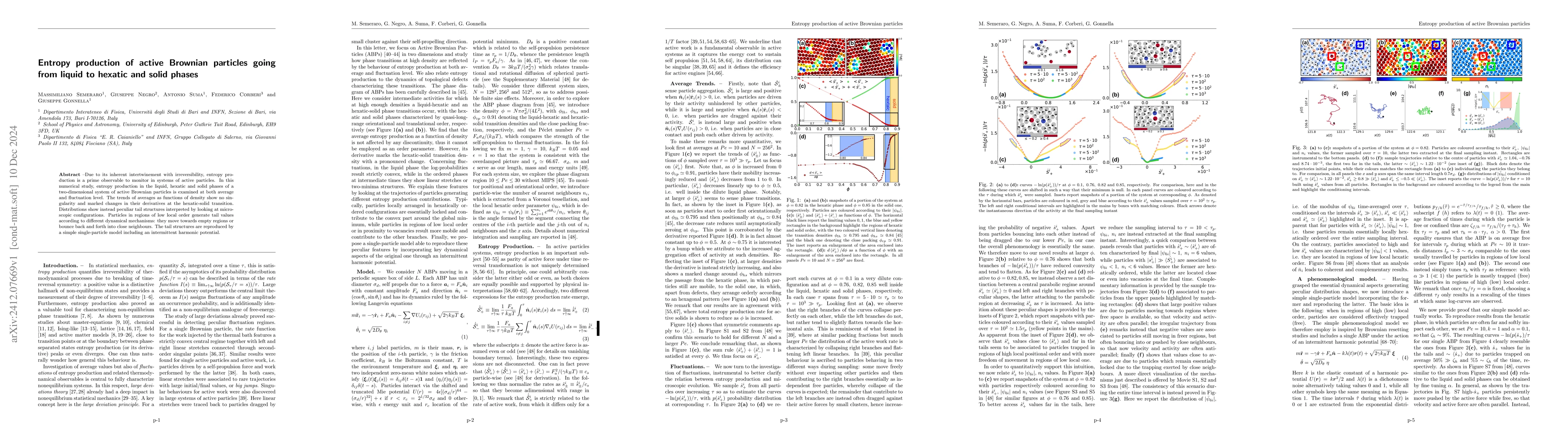 Thumbnail for Entropy production of active Brownian particles going from liquid to
  hexatic and solid phases