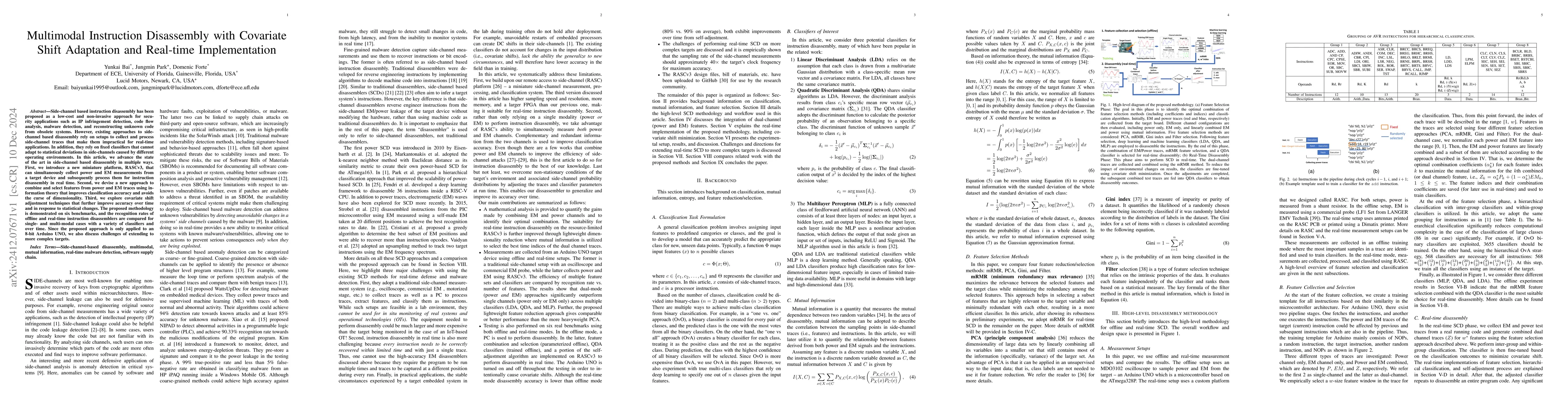 Thumbnail for Multimodal Instruction Disassembly with Covariate Shift Adaptation and
  Real-time Implementation