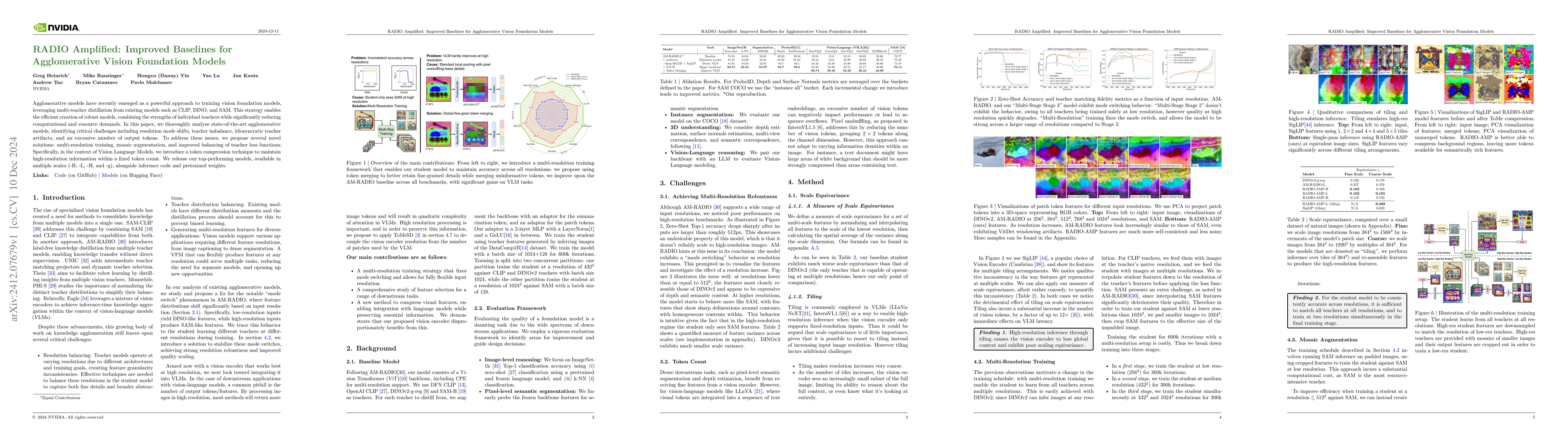 Thumbnail for RADIO Amplified: Improved Baselines for Agglomerative Vision Foundation
  Models
