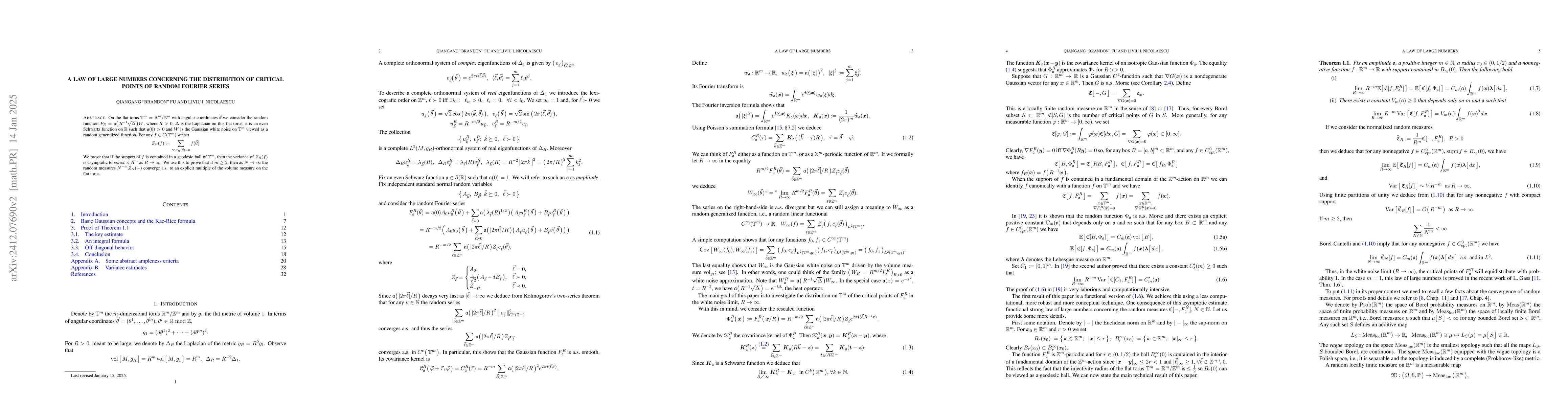 Thumbnail for A law of large numbers concerning the distribution of critical points of
  random Fourier series
