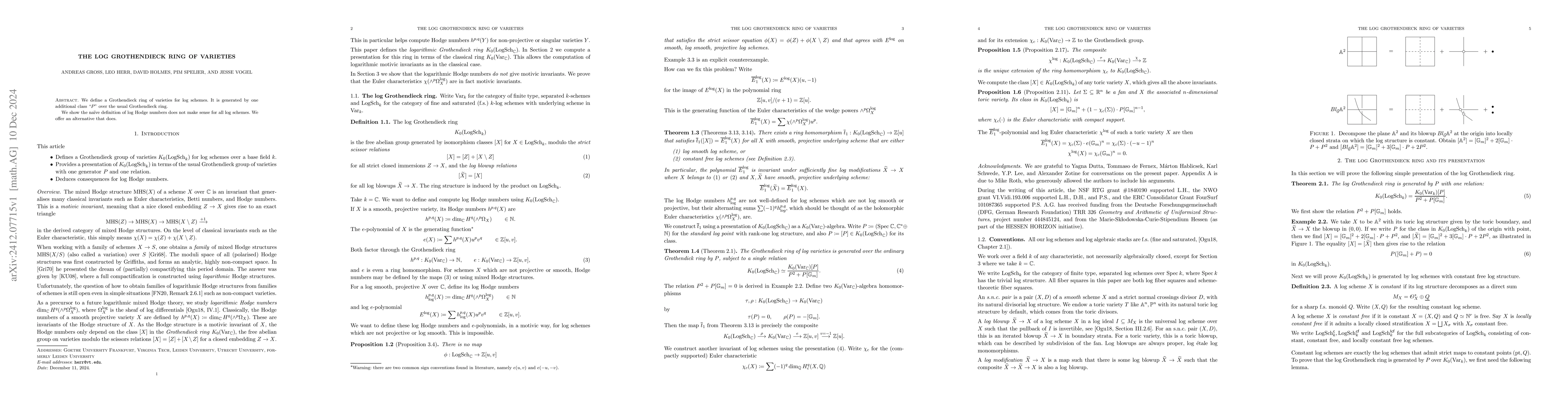 Thumbnail for The log Grothendieck ring of varieties