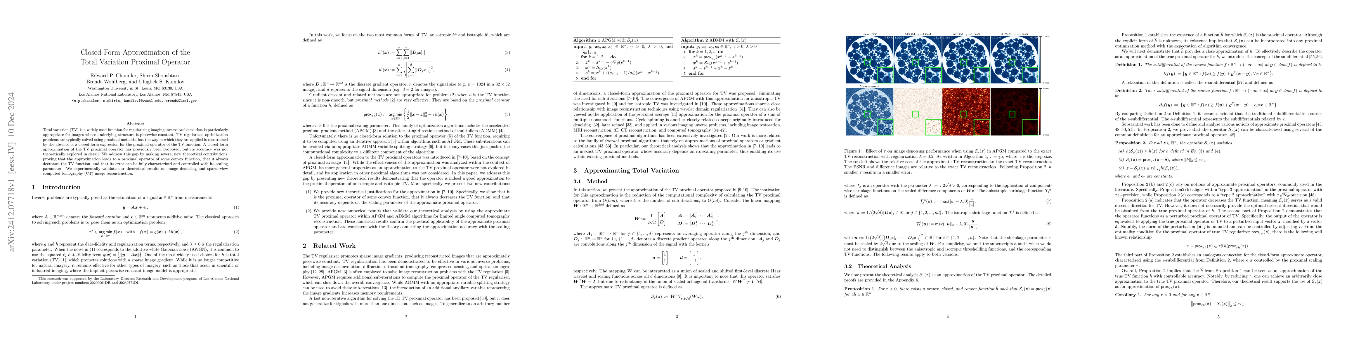 Thumbnail for Closed-Form Approximation of the Total Variation Proximal Operator
