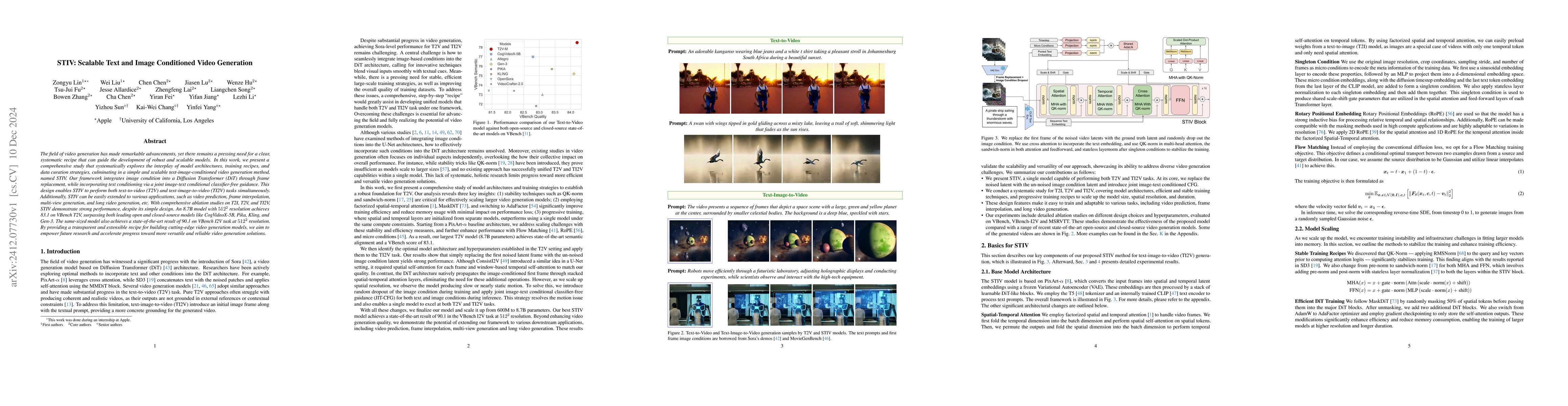 Thumbnail for STIV: Scalable Text and Image Conditioned Video Generation