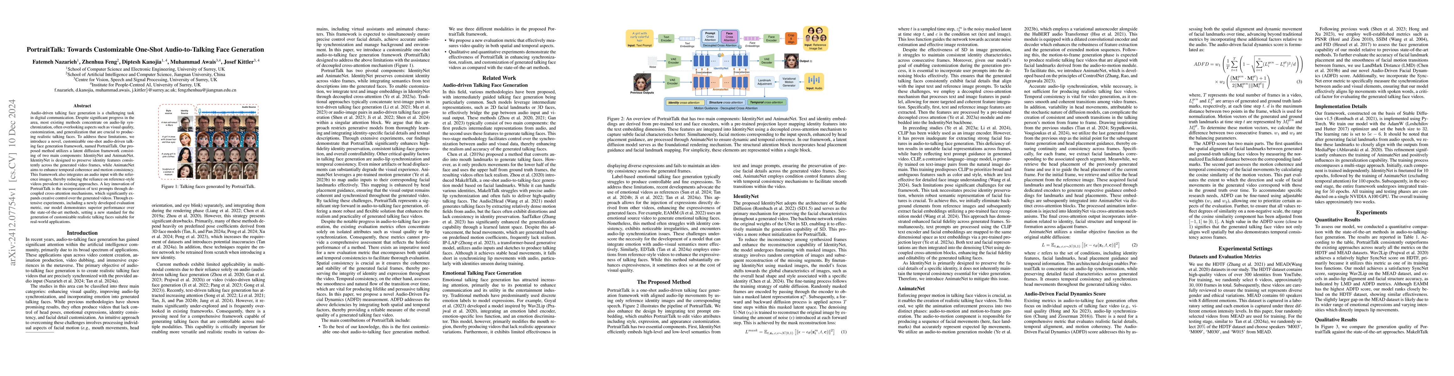 Thumbnail for PortraitTalk: Towards Customizable One-Shot Audio-to-Talking Face
  Generation