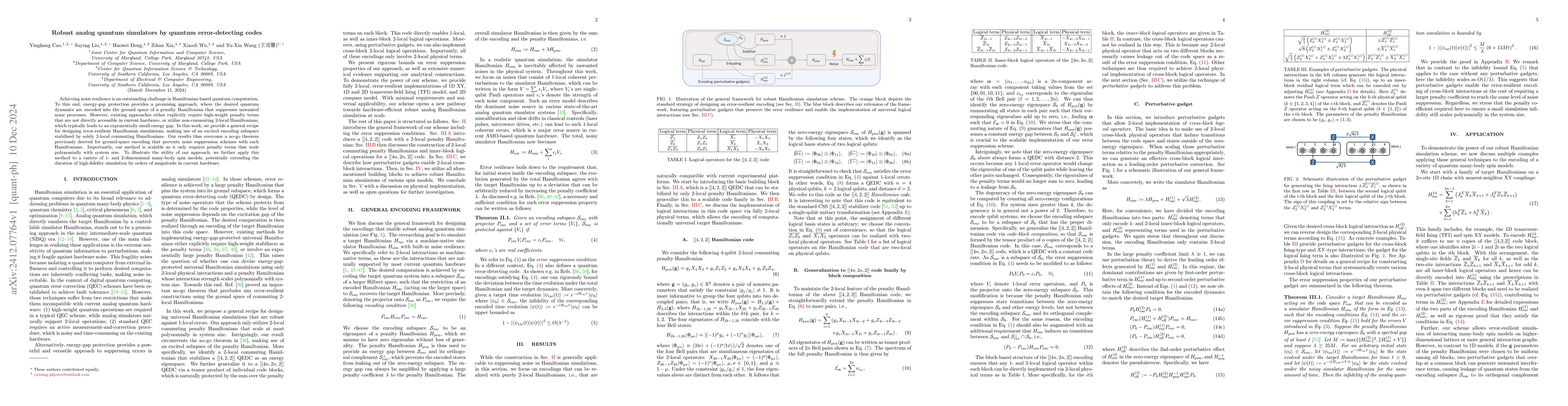 Thumbnail for Robust analog quantum simulators by quantum error-detecting codes