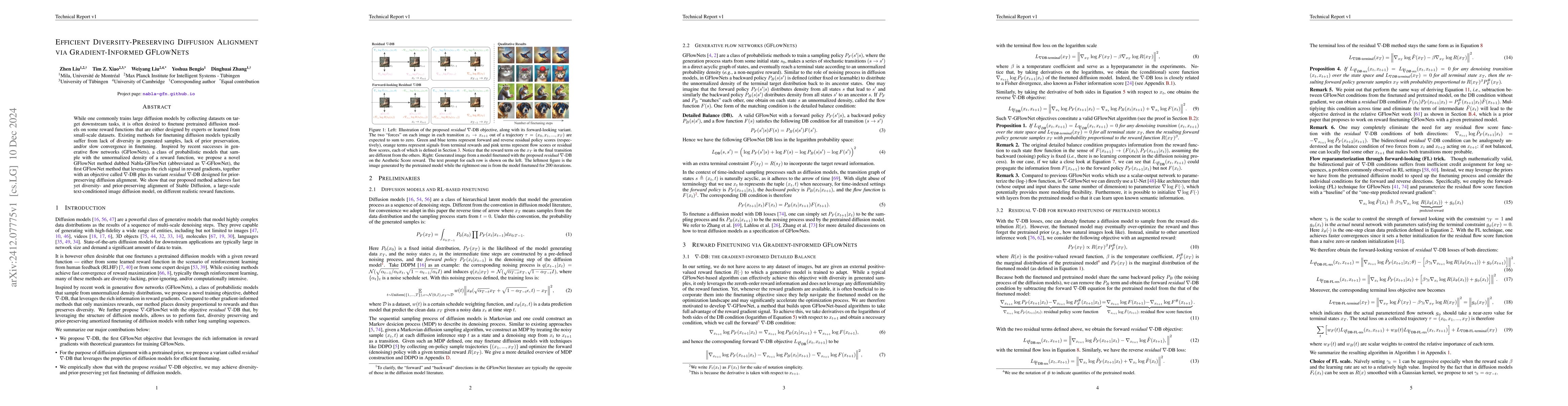 Thumbnail for Efficient Diversity-Preserving Diffusion Alignment via Gradient-Informed
  GFlowNets