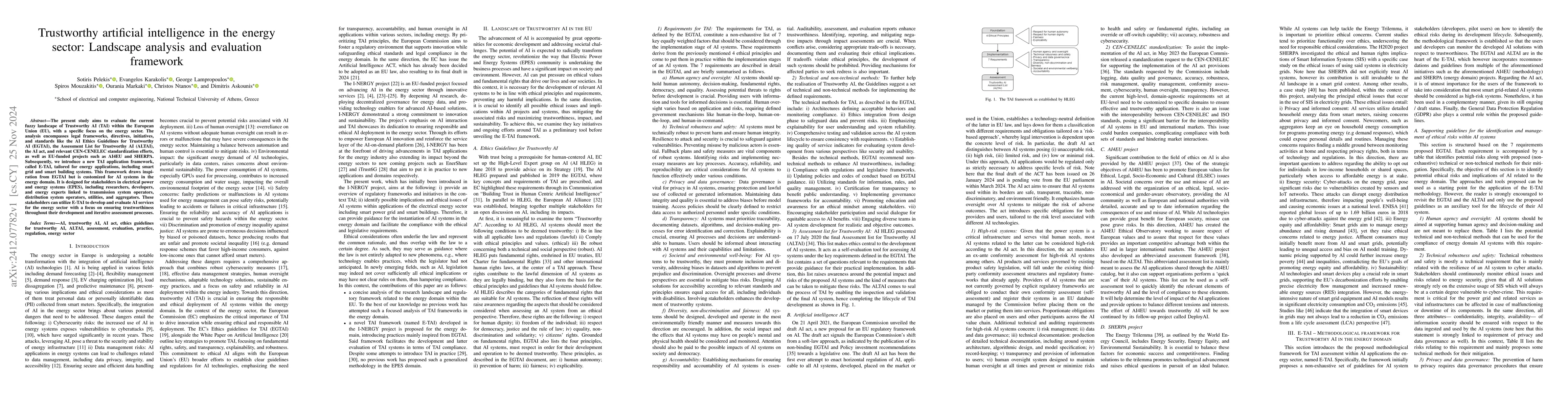 Thumbnail for Trustworthy artificial intelligence in the energy sector: Landscape
  analysis and evaluation framework