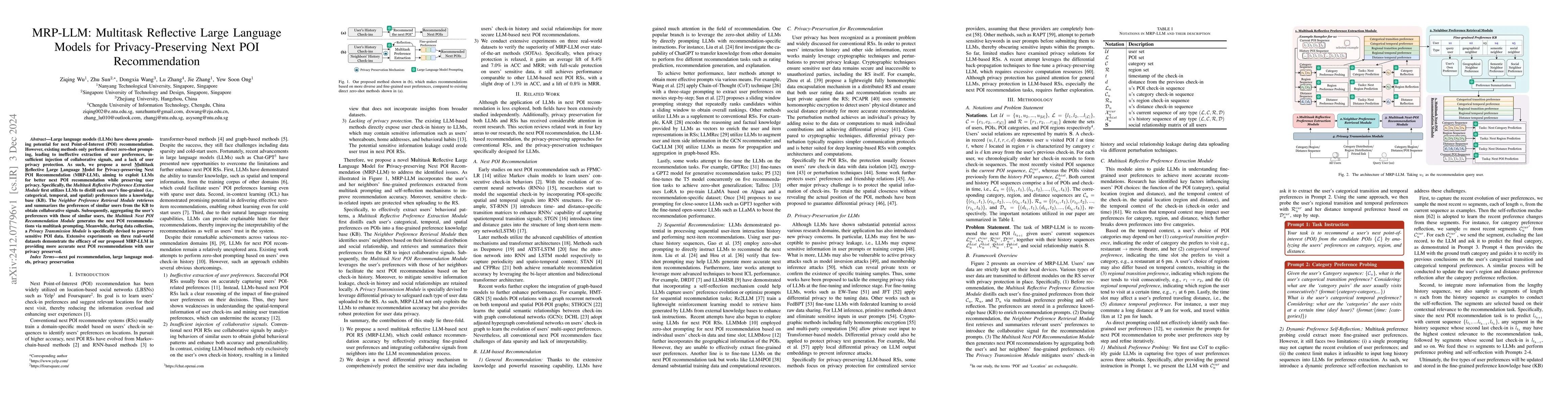 Thumbnail for MRP-LLM: Multitask Reflective Large Language Models for
  Privacy-Preserving Next POI Recommendation