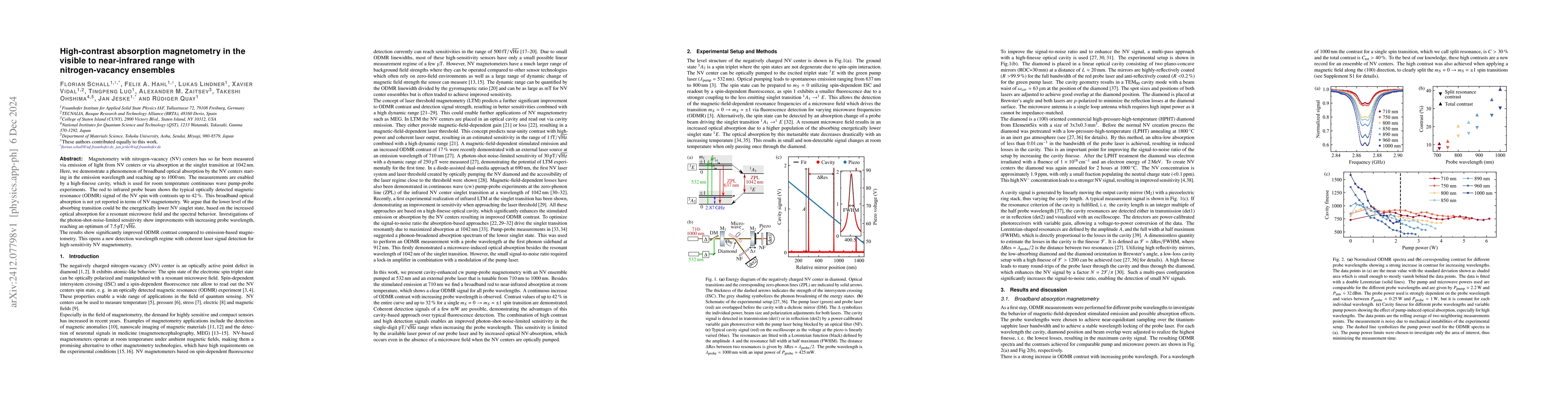 Thumbnail for High-contrast absorption magnetometry in the visible to near-infrared
  range with nitrogen-vacancy ensembles