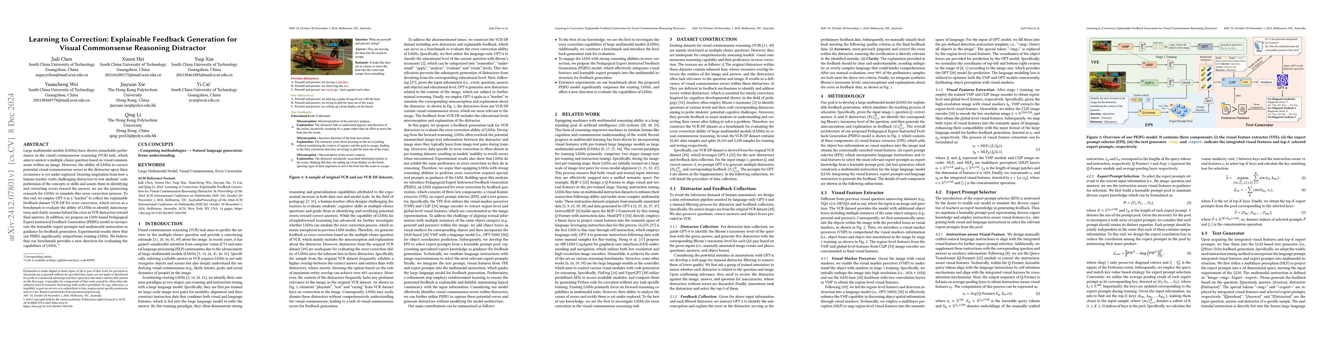 Thumbnail for Learning to Correction: Explainable Feedback Generation for Visual
  Commonsense Reasoning Distractor