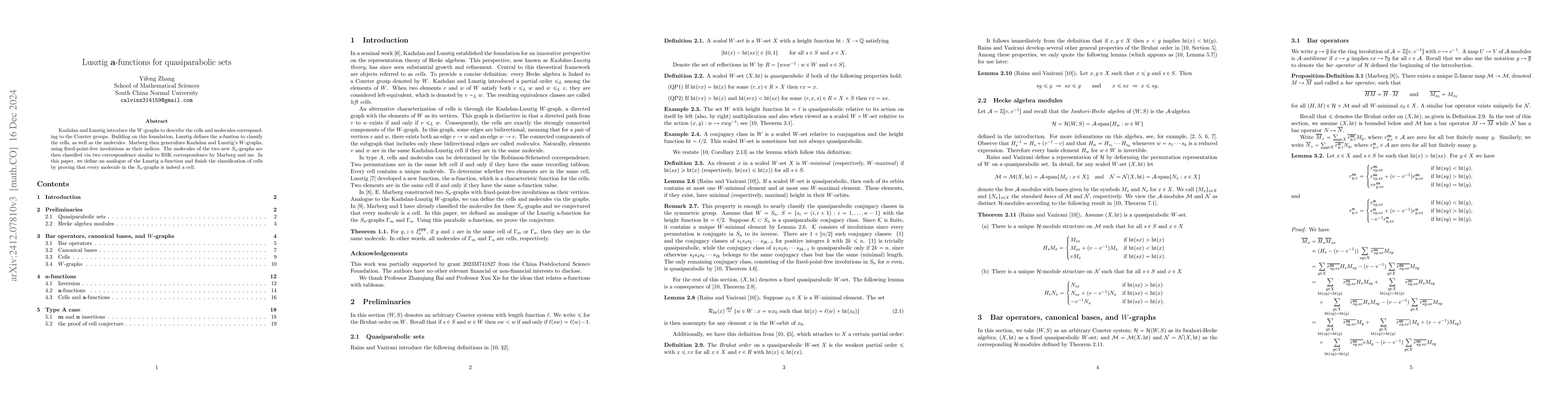 Thumbnail for Lusztig $\mathbf{a}$-functions for quasiparabolic sets