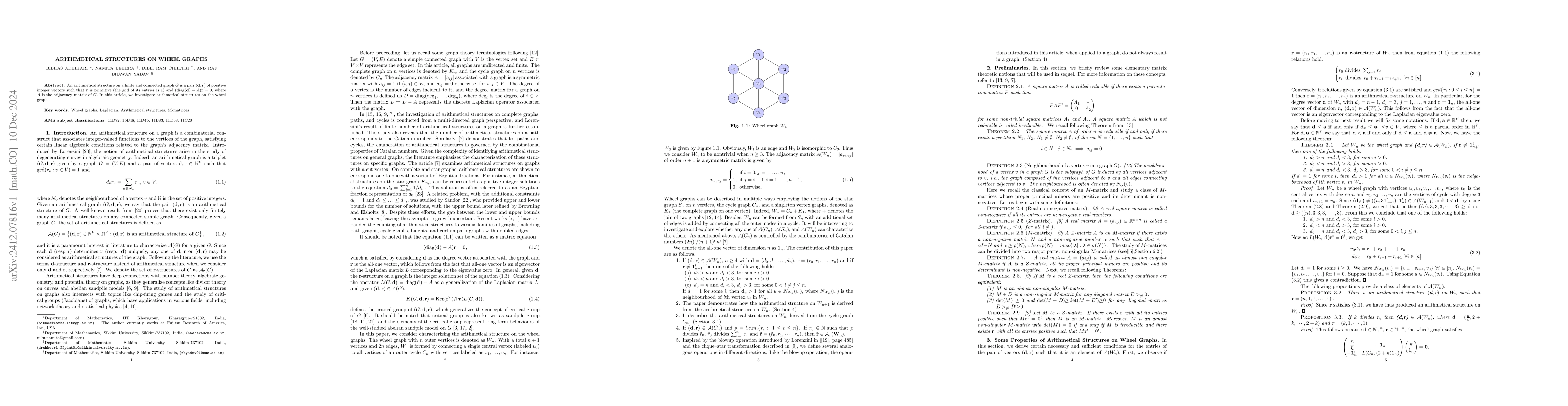 Thumbnail for Arithmetical Structures on Wheel Graphs